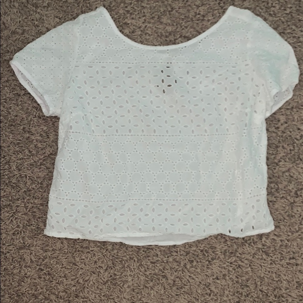 American Eagle white holed top
